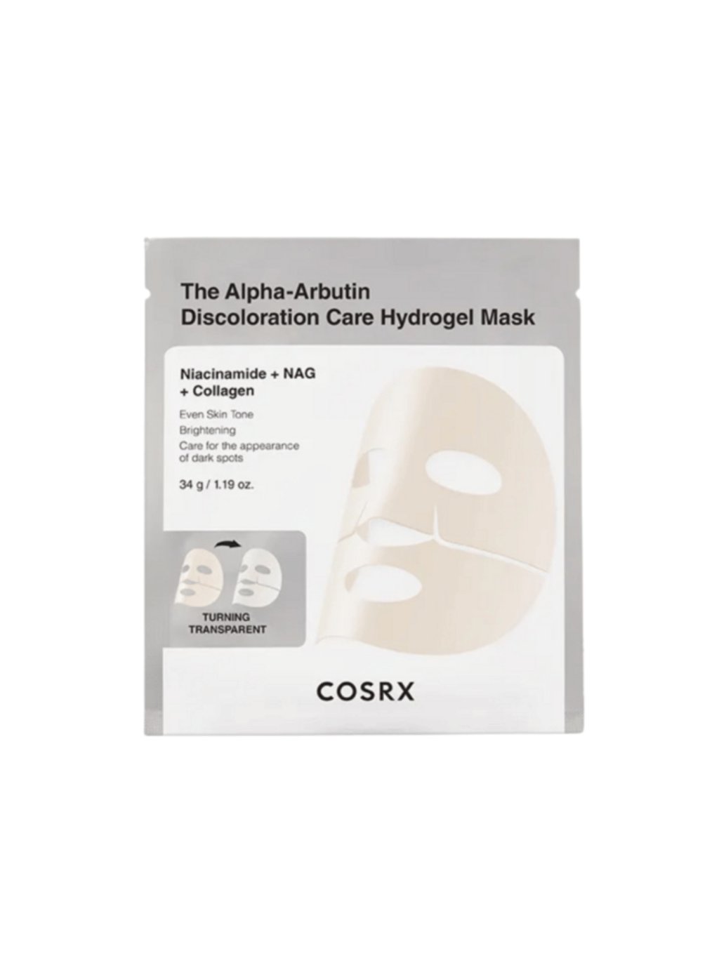 cosrx the alpha arbutin discoloration care hydrogelová maska 34g