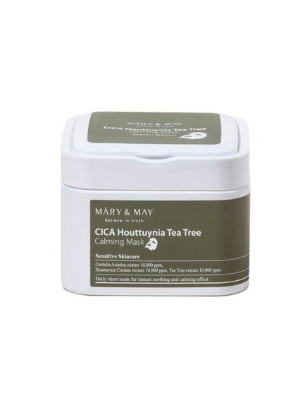 2151 mary may cica houttuynia tea tree calming mask 400g upokojujuce platkove masky s cajovnikom a hutiniou 30ks