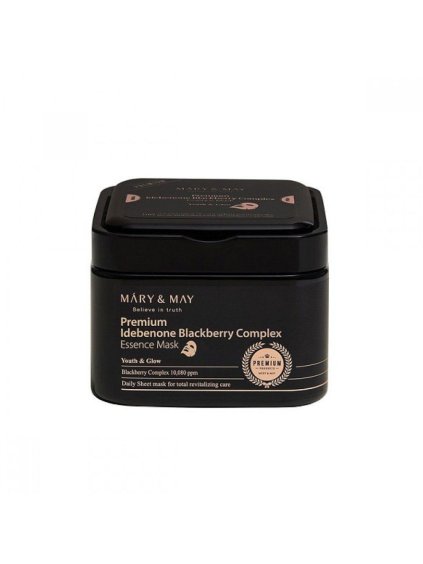 2157 mary may premium idebenone blackberry complex essence mask 250g omladzujuce platene masky s cernicami a idebenonom 20ks