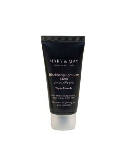 MARY & MAY - Blackberry Complex Glow Washoff Pack - Rozjasňující jílovitá maska s kaolinem a ostružinami MINI 30ml
