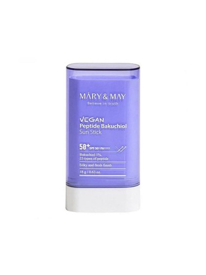 MARY & MAY - Vegan Peptide Bakuchiol Sun Stick SPF 50 PA++++ - Opalovací tyčinka s bakuchiolem 18g