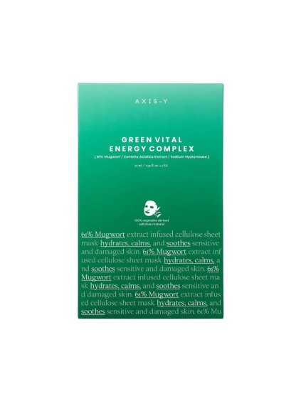 AXIS-Y - 61% Green Vital Energy Complex Sheet Mask - Revitalizační maska s extraktem z pelyňku 5ks