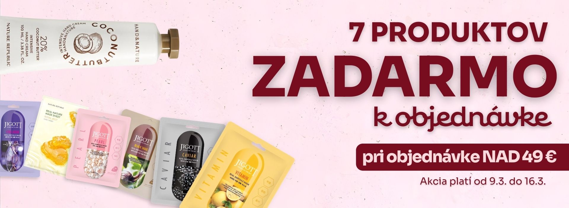 7 darčekov zdarma k objednávke kórejskej kozmetiky nad 49 €