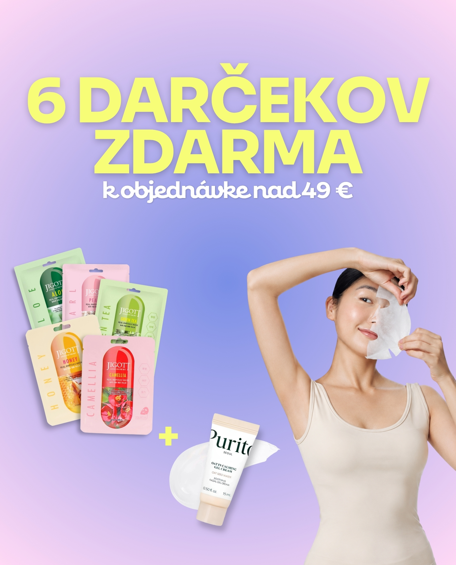 Darček - 5 masiek Jigott + Purito krém Mobil