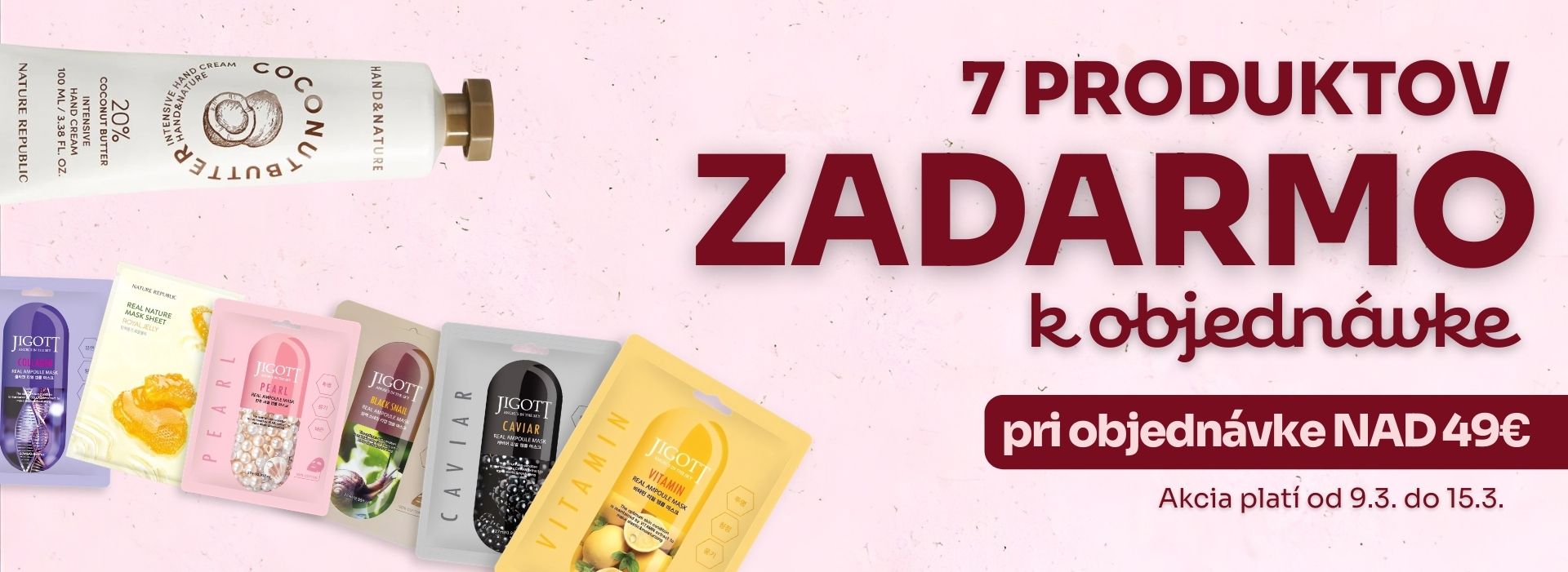 7 darčekov zdarma k objednávke kórejskej kozmetiky nad 49 €