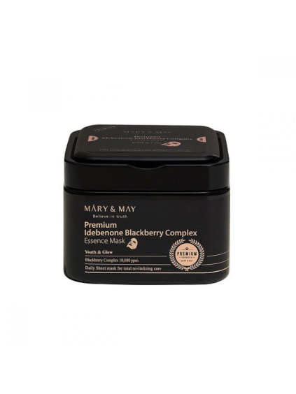 MARY & MAY - Premium Idebenone Blackberry Complex Essence Mask 250g - Omladzujúce plátené masky s černicami a idebenónom (20ks)