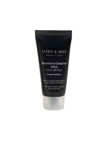 MARY & MAY - Blackberry Complex Glow Washoff Pack - Rozžiarujúca ílová maska s kaolínom a černicami  MINI 30ml
