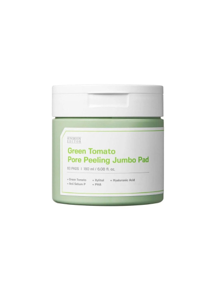 SUNGBOON EDITOR - Green Tomato Pore Peeling Jumbo Pad 180ml - Peelingové tampóny na ošetrenie pórov so zelenými paradajkami (60ks)