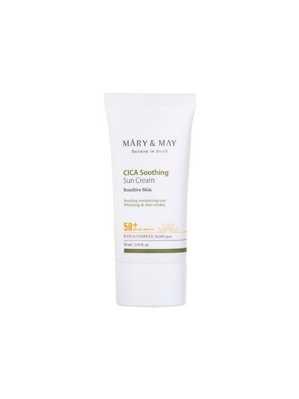 MARY & MAY - CICA Soothing Sun Cream SPF50 PA++++ - Opaľovací krém s pupočníkom 50 ml