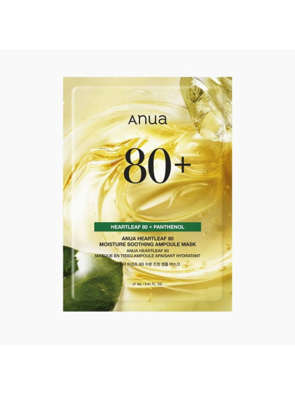 ANUA - Heartleaf 80 Moisture Soothing Ampoule Mask - Upokojujúca hydratačná plátená maska s hutíniou 27ml