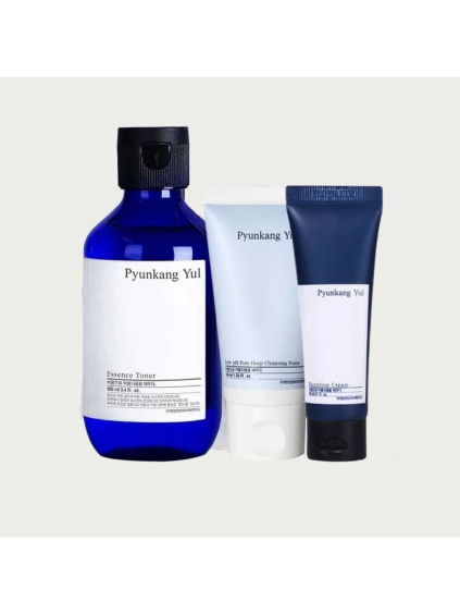 PYUNKANG YUL - Cestovný Set - Essence Toner 100ml + Nutrition Cream 20ml + Low pH Pore Deep Cleansing Foam 40ml + vrecko