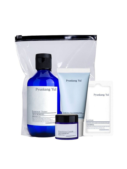 PYUNKANG YUL - Cestovný Set - Essence Toner 100ml + Nutrition Cream 20ml + Low pH Pore Deep Cleansing Foam 40ml + vrecko
