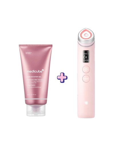 MEDICUBE - AGE-R Booster Pro EX Pink - Profesionálny kozmetický prístroj s mikroprúdmi a LED terapiou + PDRN Booster Gel 300ml