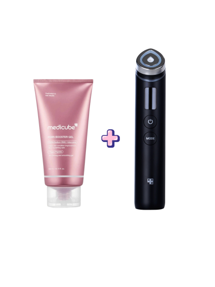 MEDICUBE - AGE-R Booster Pro EX Black - Profesionálny kozmetický prístroj s mikroprúdmi a LED terapiou + PDRN Booster Gel 300ml