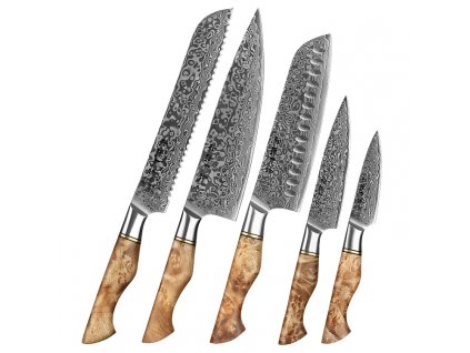 Kuchyňský set 5 nožů Hezhen® B30 z kvalitní damaškové oceli