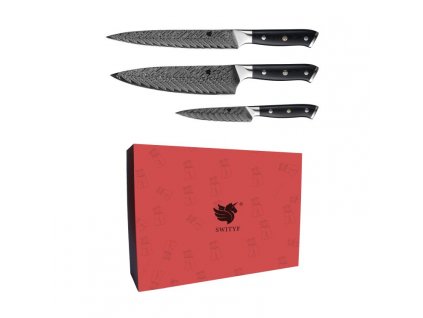 Kuchyňský set 3 nožů Swityf® DK-BK32 z damaškové oceli