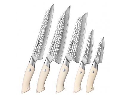 HEZHEN® kuchyňský set 5 nožů B38H z damaškové oceli v dárkovém balení