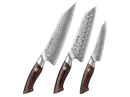 Kuchyňský set 3 nožů Hezhen® B38 z damaškové oceli v dárkovém balení