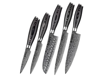 DAMANO® kuchyňský set 5 nožů VANTABLACK D-B20 z damaškové oceli v dárkovém balení