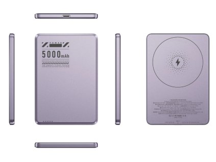 19041 kovova ultra tenka 10000mah magsafe powerbanka fialova