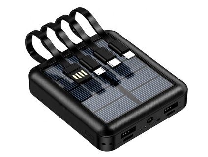 19050 4 solarni mini powerbanka 10000mah se 4 kabely cerna