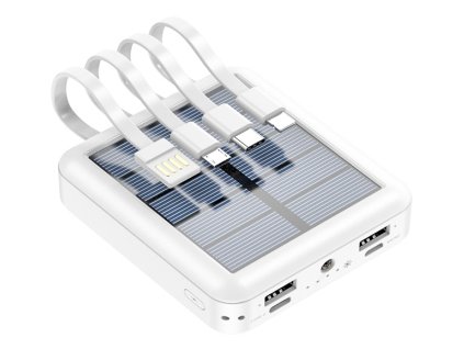 19053 solarni mini powerbanka 10000mah se 4 kabely bila
