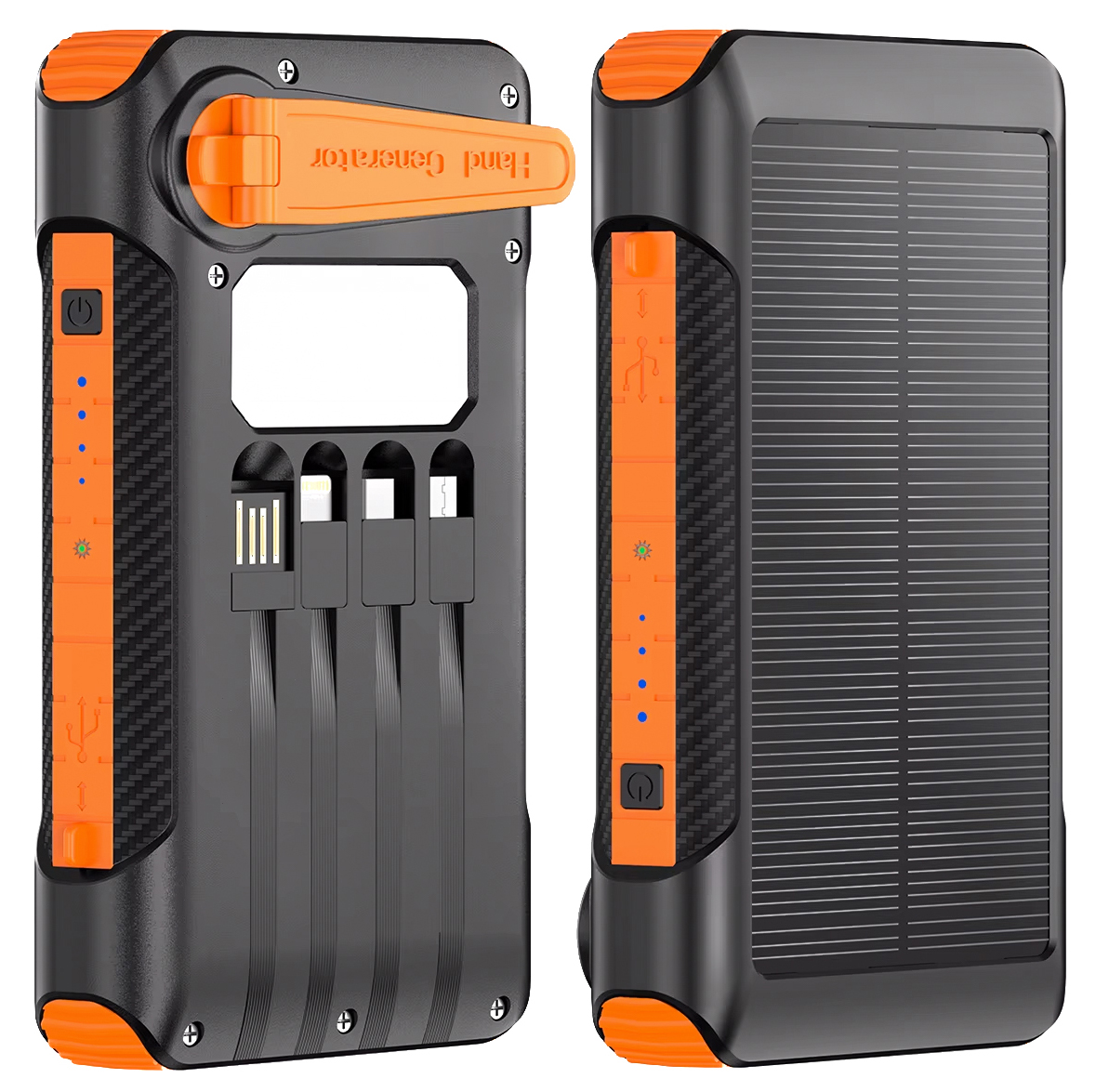 Levně Solární powerbanka 10000mAh se svítilnou - Oranžová
