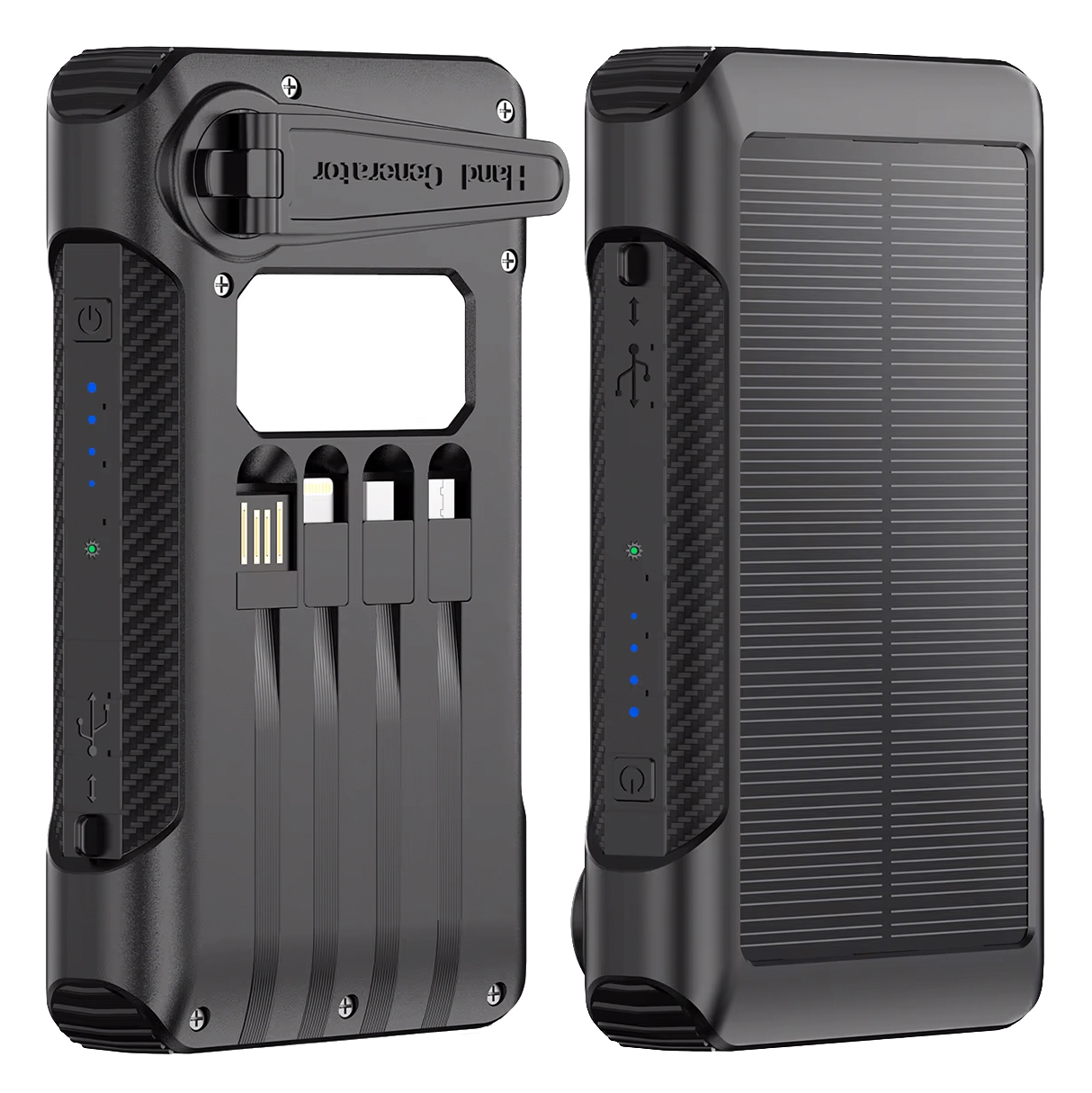 Levně Solární powerbanka 10000mAh se svítilnou - Černá