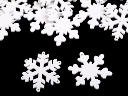 Dřevěná vločka k zavěšení / k nalepení (Varianta 1 bílá, Balení 10 ks)