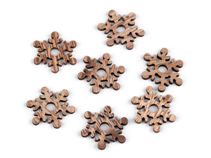 Dřevěná vločka, hvězda, zvonek (Varianta 2 hnědá přírodní hvězda, Balení 10 ks)