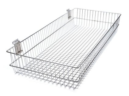 Kovový košík 40x90 cm k zavěšení na panely (Varianta stříbrná, Balení 1 ks)
