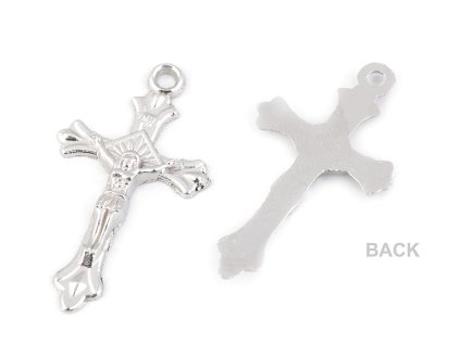 Přívěsek křížek na růženec 17x31 mm (Varianta 1 platina, Balení 10 ks)