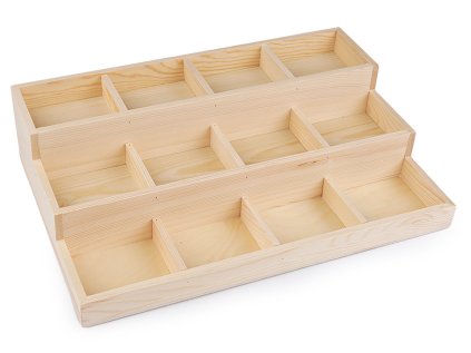 Dřevěné plato / organizér 3 patrový 24x35,5 cm (Varianta přírodní sv., Balení 1 ks)