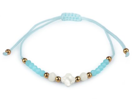 Náramek shamballa s perletí a broušenými korálky (Varianta 1 bílá, Balení 1 ks)