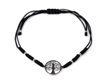 Náramek shamballa strom života z nerezové oceli (Varianta černá, Balení 1 ks)