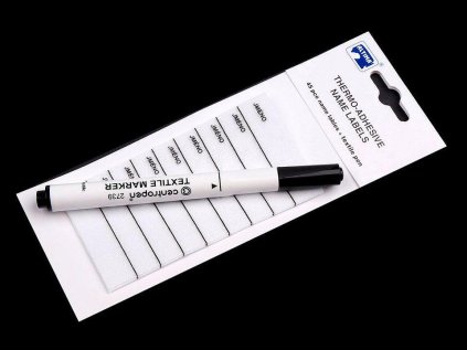 Nažehlovací štítek s popisovačem (Varianta 1 bílá česky, Balení 1 sáček)