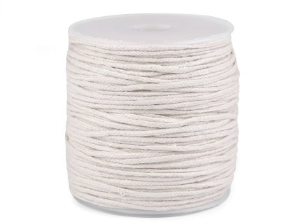 Oděvní šňůra / bavlněná příze / knot Ø2 mm splétaná (Varianta režná světlá, Balení 10 m)