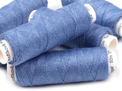 Nitě lněné knoflíkové 50 m (Varianta 588 modrá tmavá, Balení 1 ks)