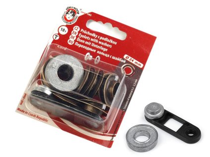 Průchodky s podložkou vnitřní Ø12 mm / vnější Ø24 mm (Varianta staromosaz, Balení 1 blistr)