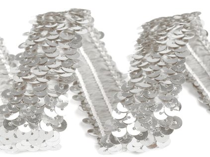 Flitrový prýmek šíře 30 mm elastický (Varianta 1 stříbrná, Balení 13.5 m)