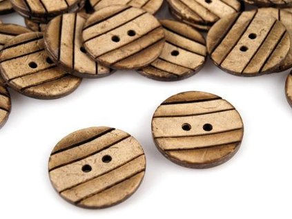 Knoflík kokos proužkovaný velikost 36" (Varianta přírodní stř., Balení 10 ks)