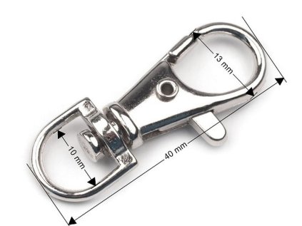 Kovová karabina otočná, průvlek 10 mm (Varianta 1 nikl, Balení 4 ks)