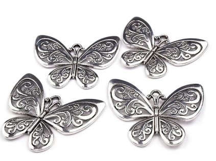 Přívěsek motýl 50x56 mm (Varianta platina, Balení 1 ks)