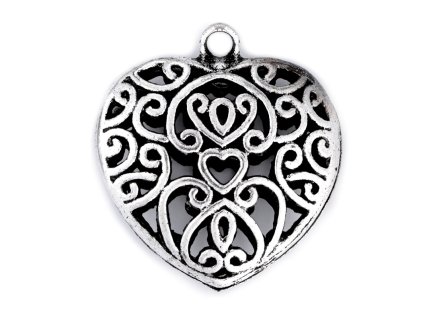 Přívěsek srdce 30x30 mm (Varianta platina s patinou, Balení 1 ks)