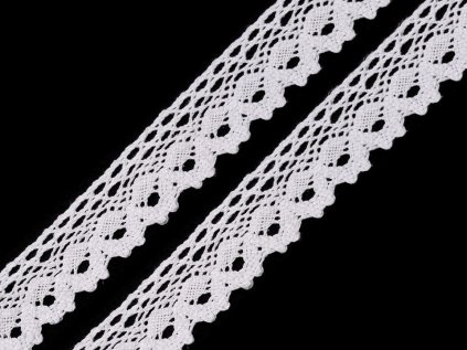 Bavlněná krajka paličkovaná šíře 28 mm (Varianta 1 bílá, Balení 27 m)