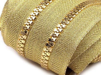 Zip kostěný No 5 metráž zlato a stříbro (Varianta 1 zlatá, Balení 1 m)