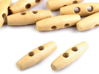 Dřevěný knoflík oliva 12x40 mm (Varianta 1 přírodní lakované, Balení 10 ks)