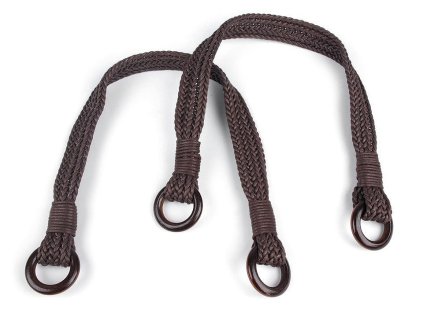 Proplétaná ucha na tašky délka 54 cm s kroužky (Varianta 1 hnědá tmavá, Balení 2 ks)
