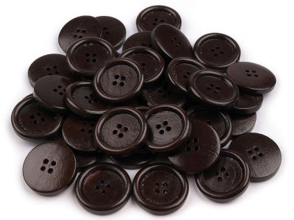 Dřevěný knoflík čtyřdírkový velikost 40" (Varianta 1 přírodní sv., Balení 10 ks)