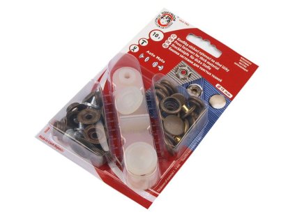 Knoflíky stiskací s kroužkem Ø15 mm na silné látky (Varianta 6 staromosaz, Balení 1 karta)